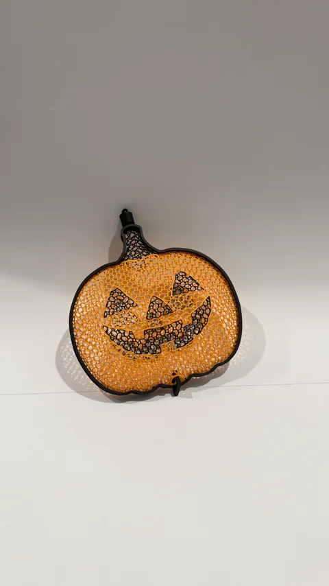 Real orange and black pumpkin mesh basket